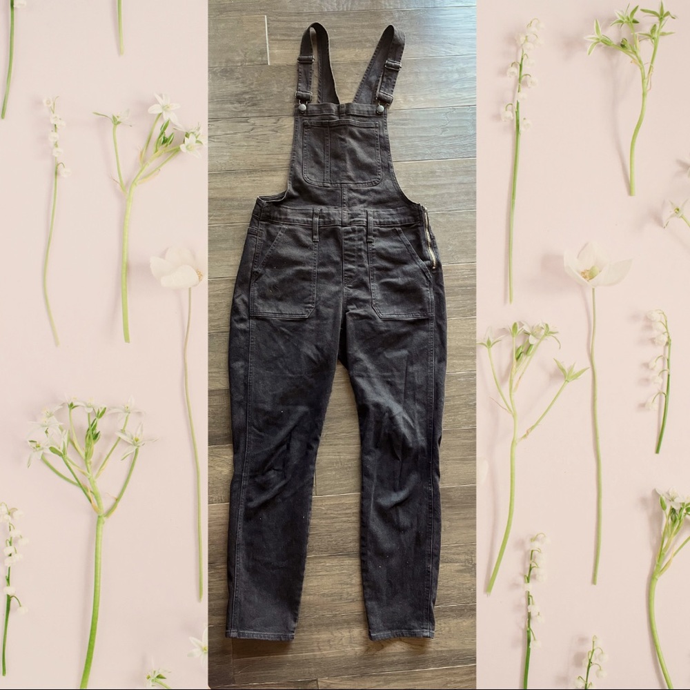 Madewell Black Denim Overalls, Size Medium